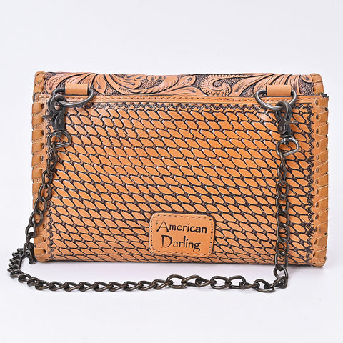 American Darling Hand Tooled Floral Carved Braided Leather Western Crossbody Bag