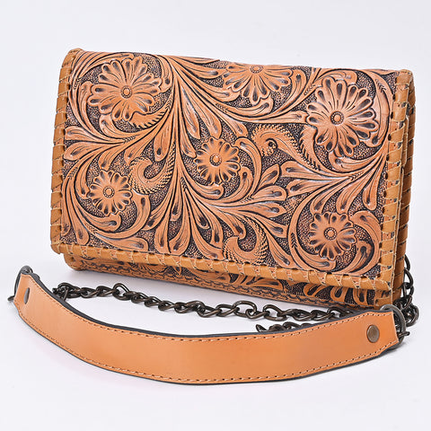 American Darling Hand Tooled Floral Carved Braided Leather Western Crossbody Bag