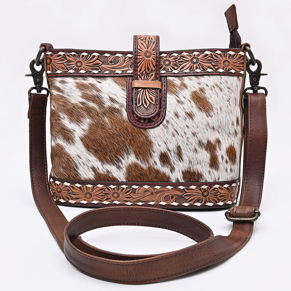 ADBG1833 Crossbody Hair-On Hand Tooled Genuine Leather women bag western Bag