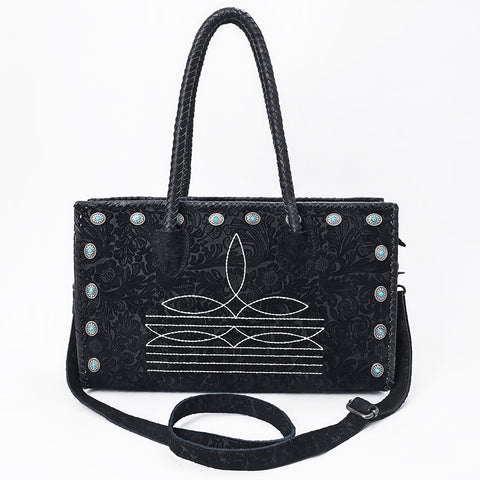 American Darling Western Leather Tote Bag Boot Stitching & Damascus