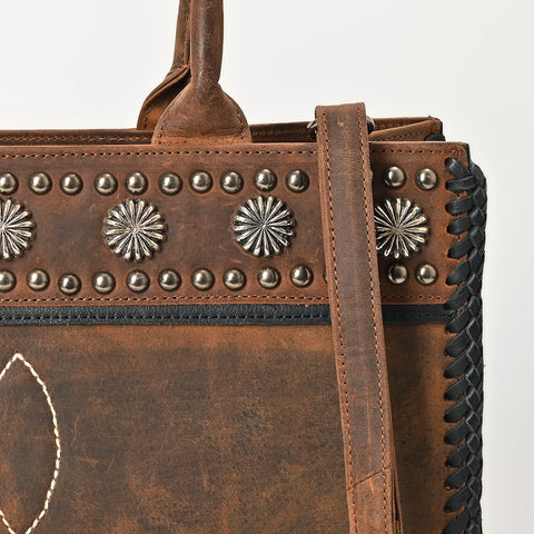 ADBGM814 American Darling Handcrafted Boot Stitched Leather Tote Bag with Rivets