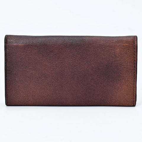 American Darling Western Wallet Bag with Hand-Tooled Floral Carving and Buck Stitching