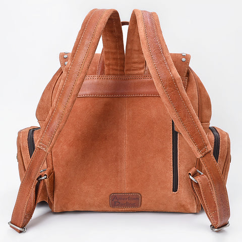American Darling Western Genuine Suede Backpack Bag with Fringes and Horseshoe Concho