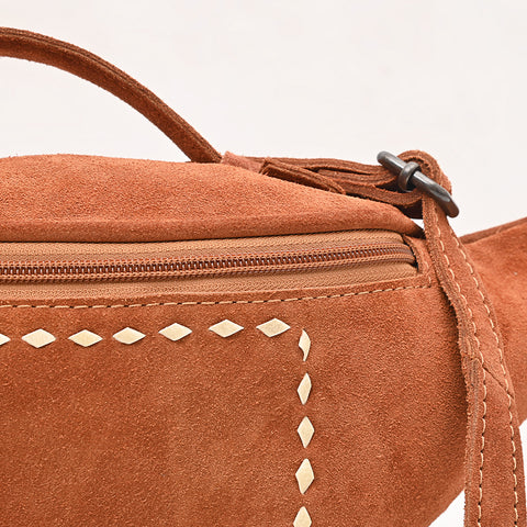 American Darling Western Genuine Suede Leather Fanny Pack with Boot Stitching ï¿½ Handmade Black Waist Bag