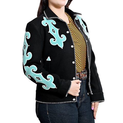 American Darling Western Embroidered Apparel -Black Artisan Handcrafted Woolen Jacket