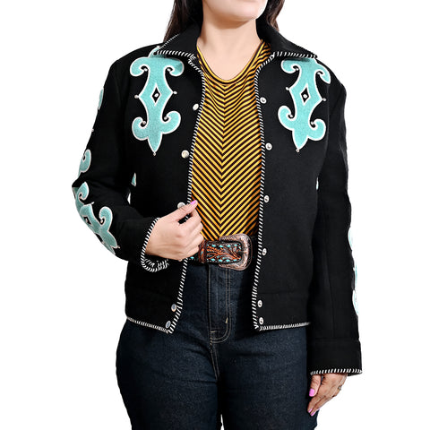 American Darling Western Embroidered Apparel -Black Artisan Handcrafted Woolen Jacket