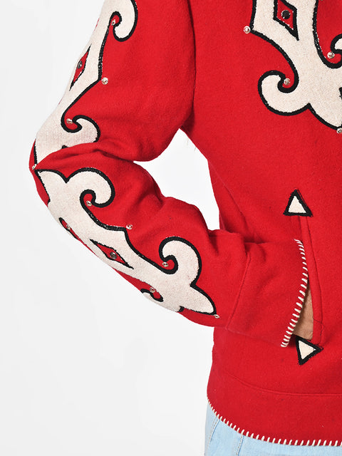 American Darling Western Embroidered Apparel - Red Artisan Handcrafted Woolen Jacket