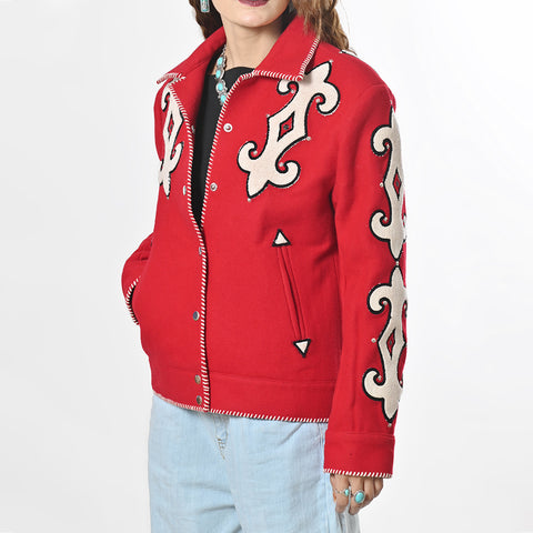 American Darling Western Embroidered Apparel - Red Artisan Handcrafted Woolen Jacket