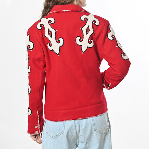 American Darling Western Embroidered Apparel - Red Artisan Handcrafted Woolen Jacket