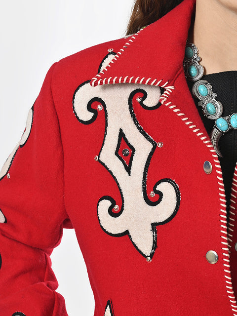 American Darling Western Embroidered Apparel - Red Artisan Handcrafted Woolen Jacket