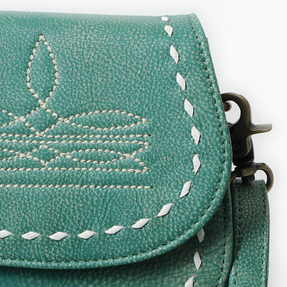 ADBGM592 Western Stitch Tan Leather Crossbody - Cowgirl Saddle Purse