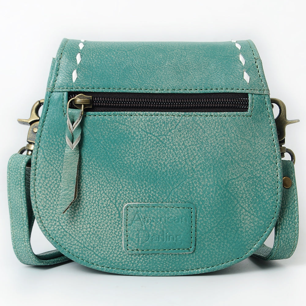 ADBGM592 Western Stitch Tan Leather Crossbody - Cowgirl Saddle Purse