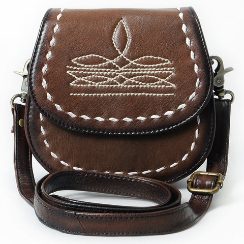ADBGM592 Western Stitch Leather Crossbody - Cowgirl Saddle Purse