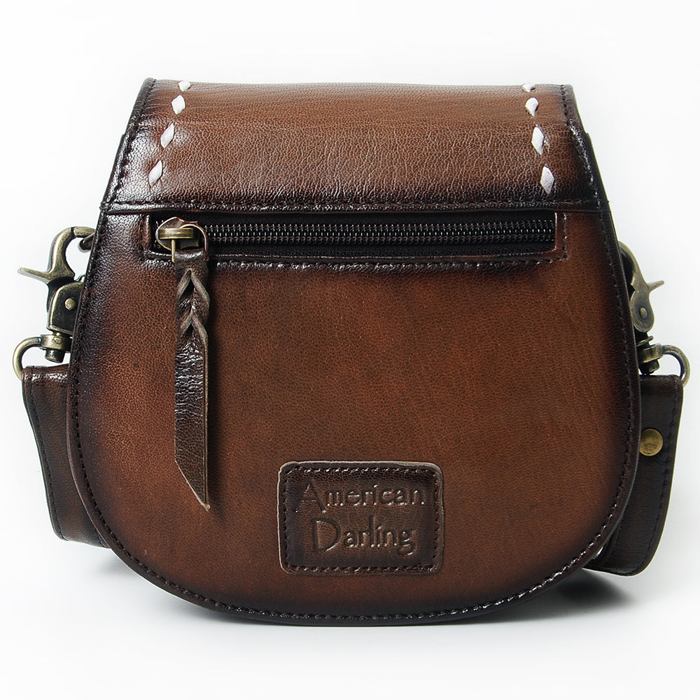ADBGM592 Western Stitch Tan Leather Crossbody - Cowgirl Saddle Purse