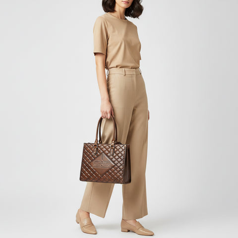 American Darling Quilted Western Leather Tote Bag with Boot Stitched Embroidery