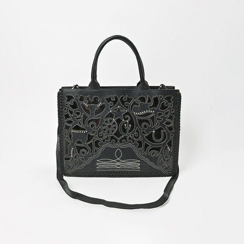 ADBGM830 American Darling Leather Western Laser Cut Studded Tote Bag