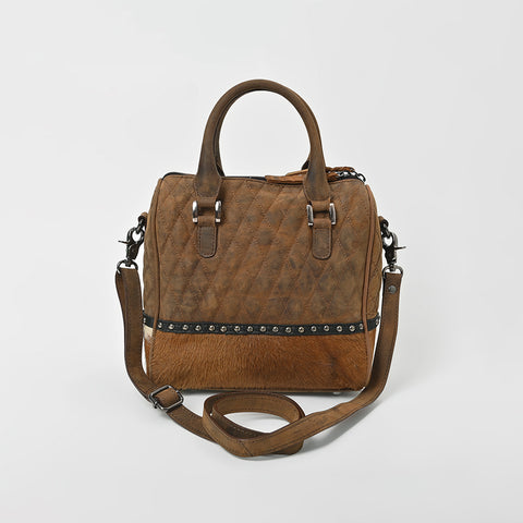 ADBGM832 American Darling Hairon & Quilted Leather Studded Speedy Bag