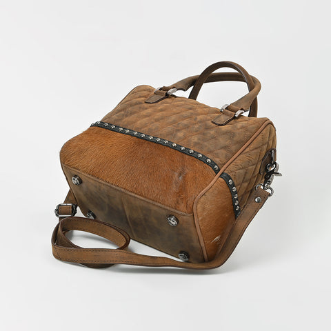 ADBGM832 American Darling Hairon & Quilted Leather Studded Speedy Bag