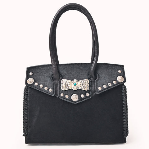 American Darling Western Leather Tote Bag with Hair-On Cowhide and Concho