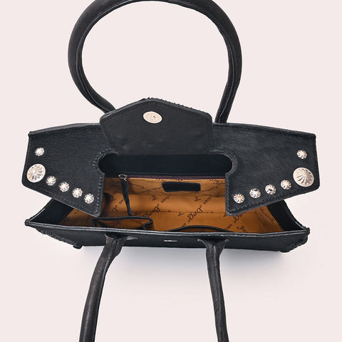 American Darling Western Leather Tote Bag with Hair-On Cowhide and Concho