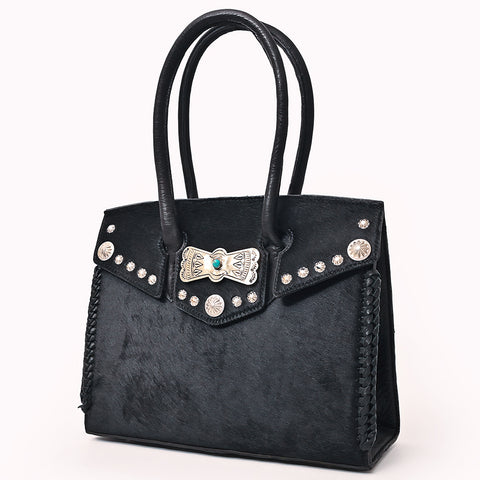 American Darling Western Leather Tote Bag with Hair-On Cowhide and Concho