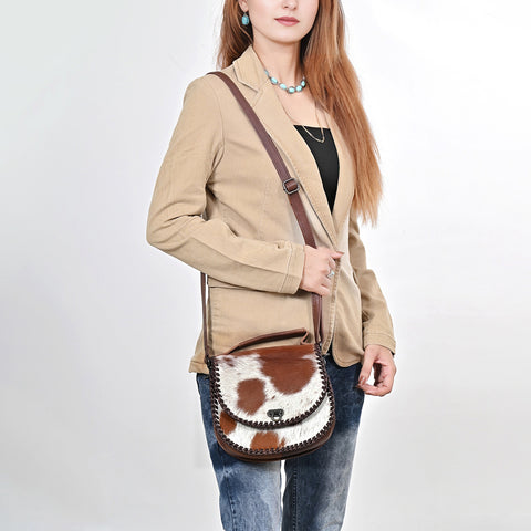 American Darling Hair-On Cowhide Genuine Leather Western Crossbody Bag