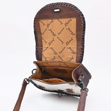 ADBG1221 Hair-On Cowhide Leather Crossbody Bag - Western Round Flap Purse