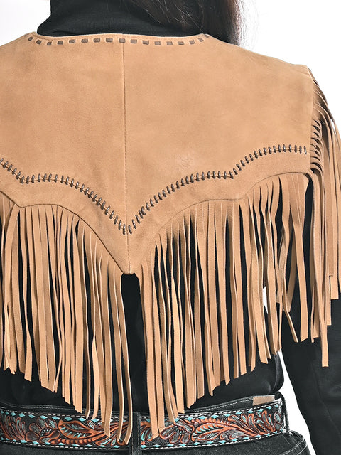 American Darling Tan Suede Leather Fringe Cape Western Concho Vest