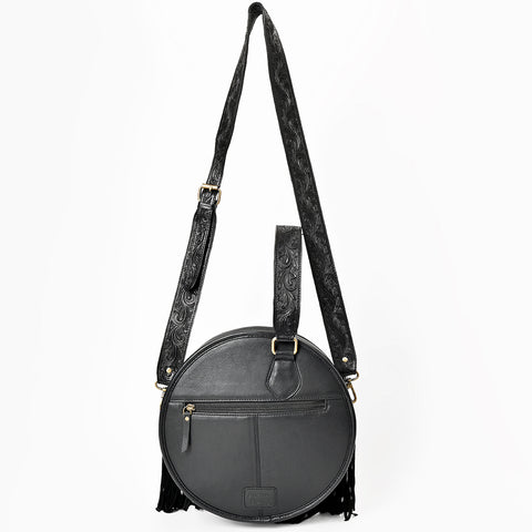 ADBGA976 American Darling Western Hand Tooled Floral Canteen Bag with Hair-On Cowhide & Fringes