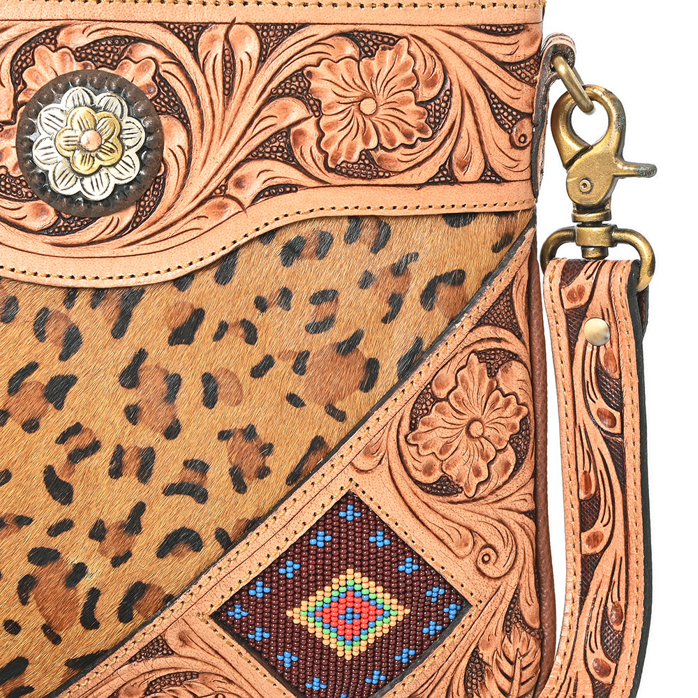 ADBGA981 Crossbody Hand Tooled Hair on Genuine Leather Women Bag