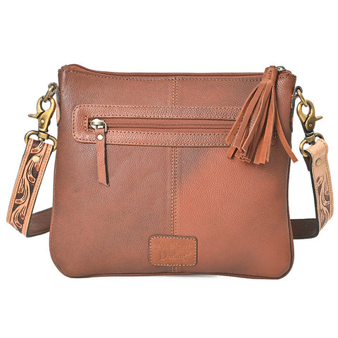 American Darling Western Hand Tooled Floral Cross body Bag - hair-on Cowhide