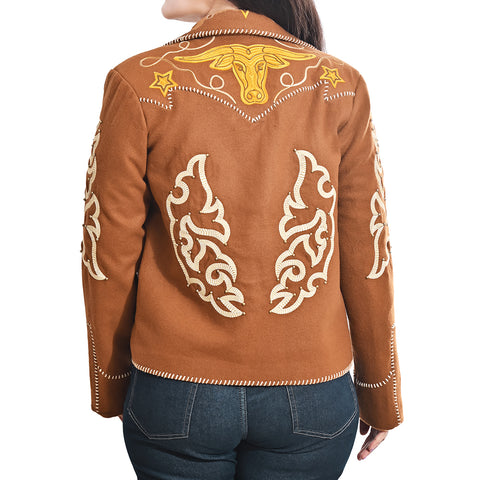 American Darling Western Embroidered Apparel - Brown Artisan Handcrafted Woolen Jacket