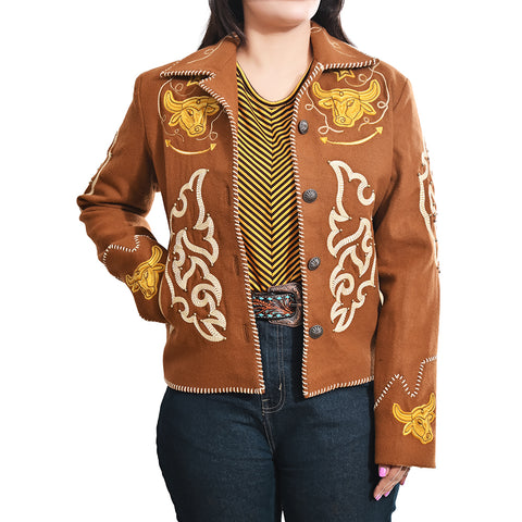 American Darling Western Embroidered Apparel - Brown Artisan Handcrafted Woolen Jacket