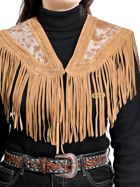ADJKT095 American Darling Western Leather Apparel - Handcrafted Hair On & Braided Luxe Cape