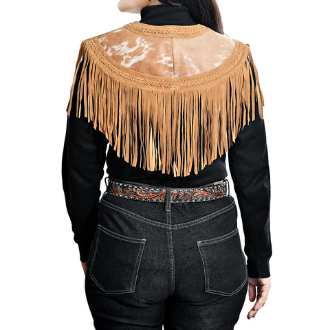 ADJKT095 American Darling Western Leather Apparel - Handcrafted Hair On & Braided Luxe Cape