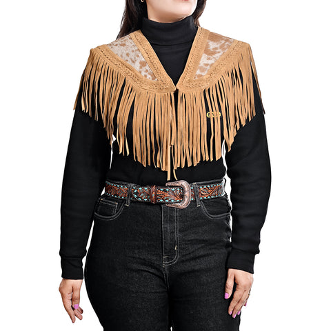 ADJKT095 American Darling Western Leather Apparel - Handcrafted Hair On & Braided Luxe Cape