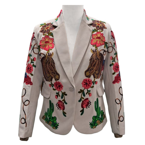 ADBZ073 American Darling Embroidered Horse Fabric Blazer Western Jacket