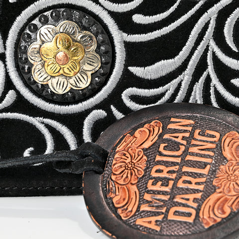ADBGA1011 American Darling Suede Leather Wristlet Bag Genuine Leather Western Purse