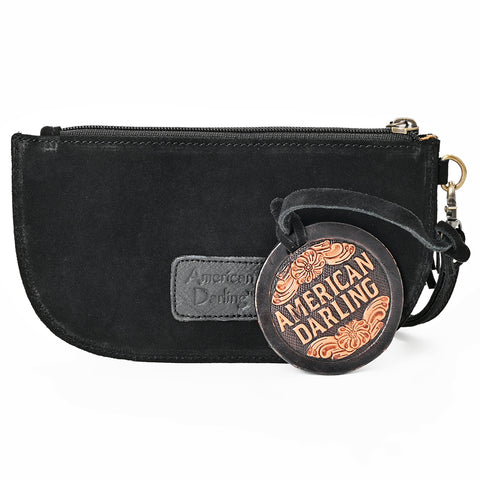 ADBGA1011 American Darling Suede Leather Wristlet Bag Genuine Leather Western Purse