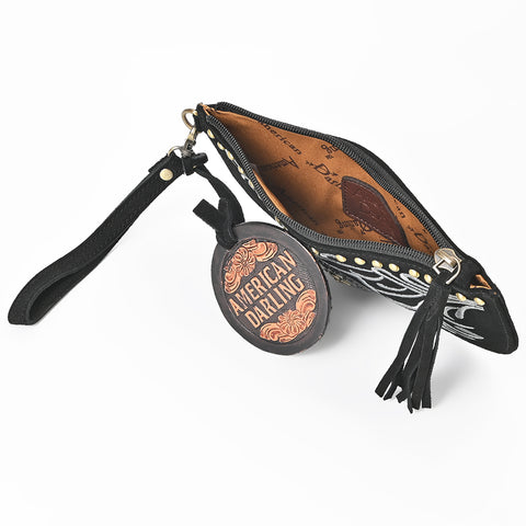 ADBGA1011 American Darling Suede Leather Wristlet Bag Genuine Leather Western Purse
