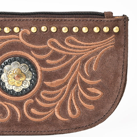 ADBGA1011 American Darling Suede Leather Wristlet Bag Genuine Leather Western Purse