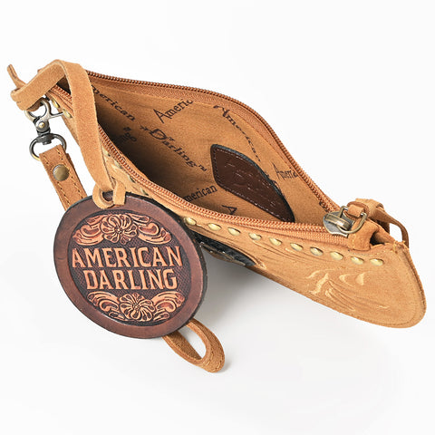ADBGA1011 American Darling Suede Leather Wristlet Bag Genuine Leather Western Purse
