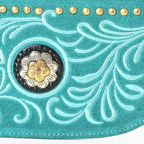 ADBGA1011 American Darling Suede Leather Wristlet Bag Genuine Leather Western Purse