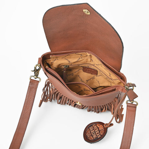 ADBGA1025 American Darling Handcrafted Hand Tooled Leather Western Cross body Bag with Fringes
