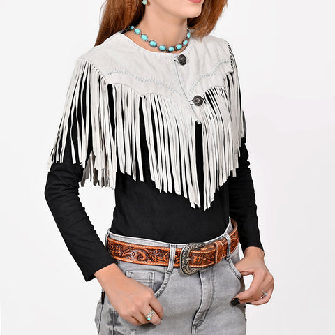 ADDR027 American Darling Suede Leather Western Fringe Apparel Cape
