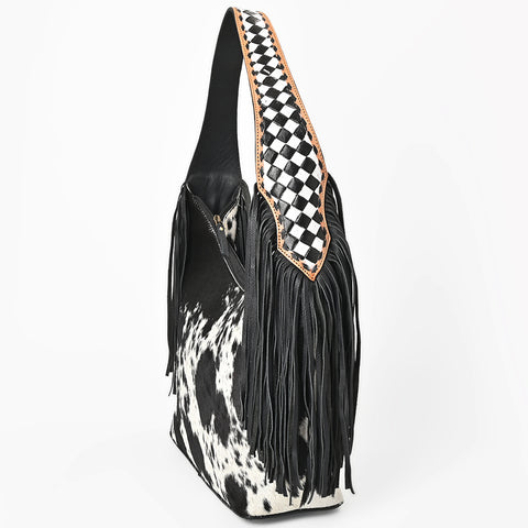 ADBGA1076 American Darling Handcrafted Hair-On Cowhide Western Leather Hobo Bag with Fringes