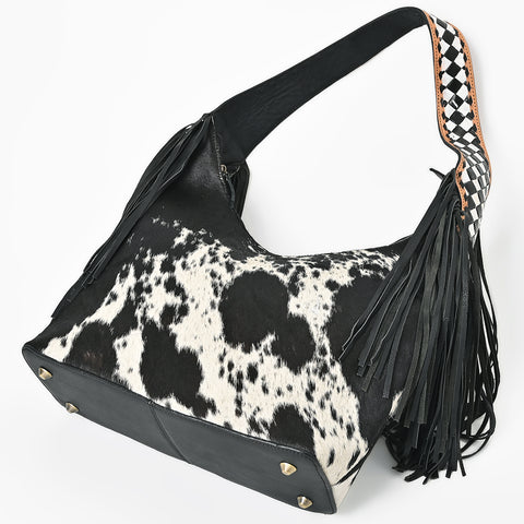 ADBGA1076 American Darling Handcrafted Hair-On Cowhide Western Leather Hobo Bag with Fringes