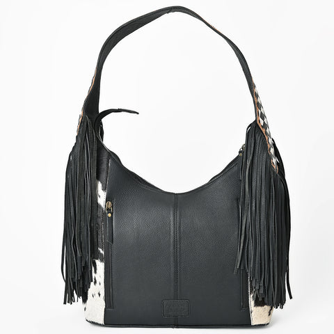 ADBGA1076 American Darling Handcrafted Hair-On Cowhide Western Leather Hobo Bag with Fringes