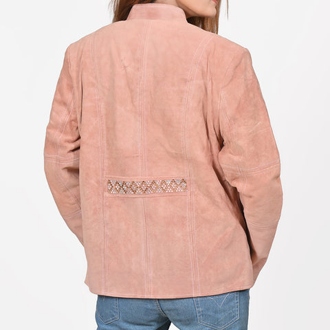 American Darling Studded Leather Western Zip Jacket