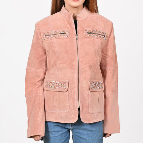 American Darling Studded Leather Western Zip Jacket